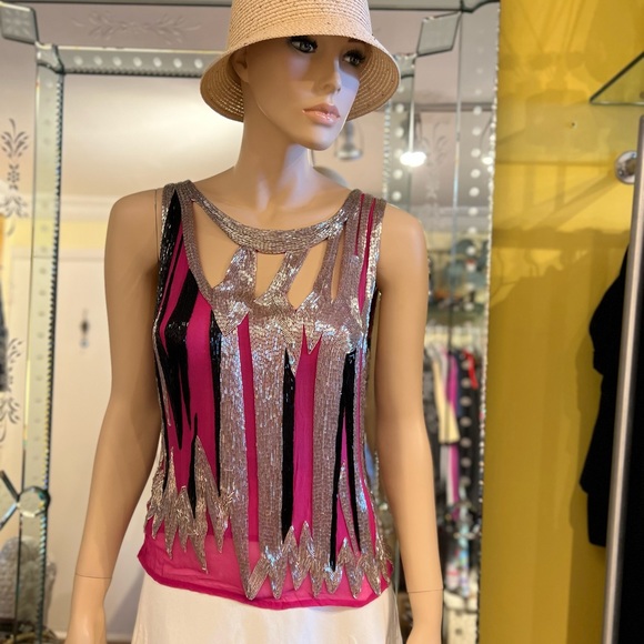 Barron Duquette  Top Size Small 100% silk zip closure amazing quality - Picture 3 of 16